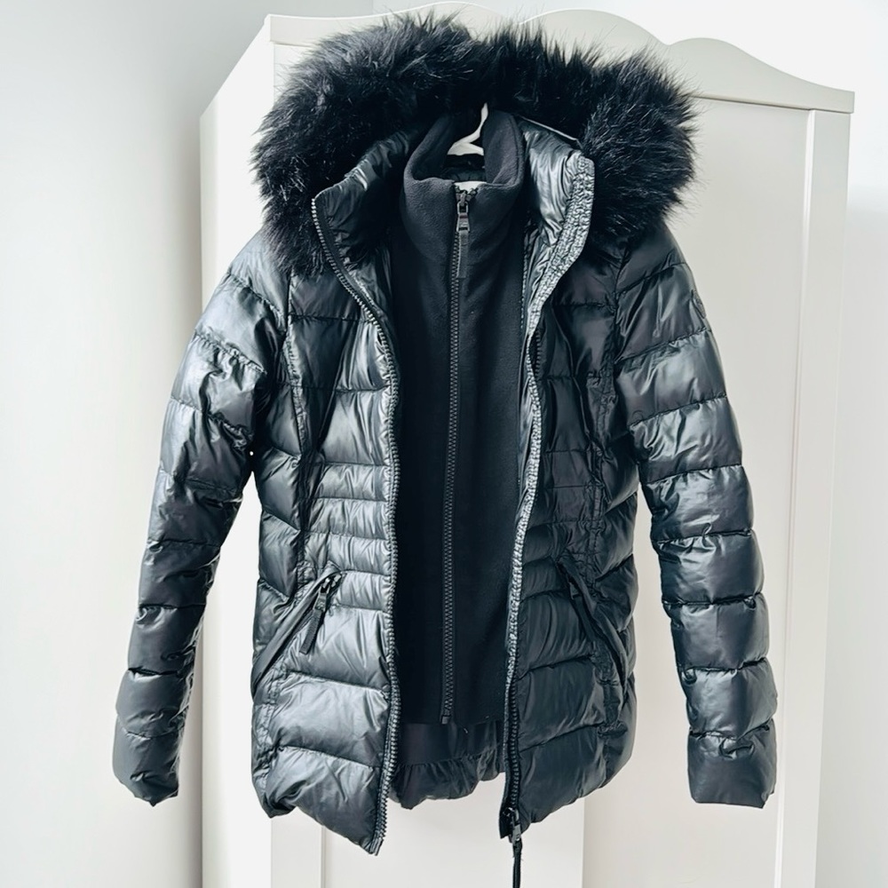Calvin Klein Black Faux Fur Hooded Puffer